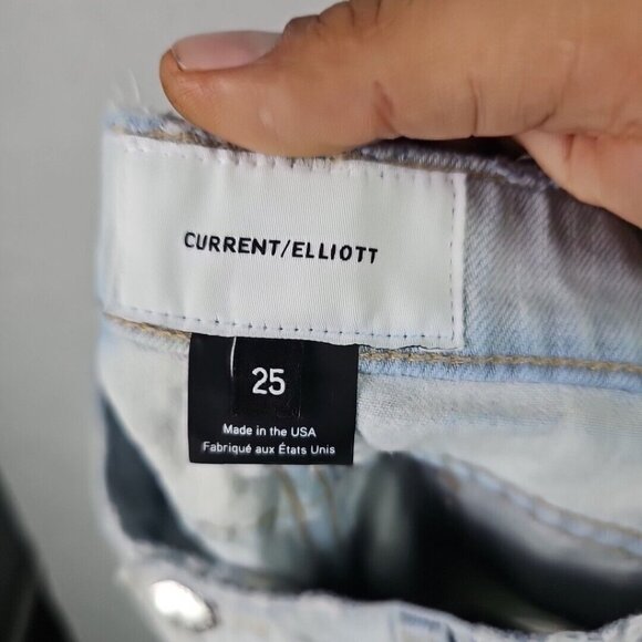 Current/Elliott The Cropped Straight Jeans Womens 25 Channon Destroy Made In USA - Picture 10 of 12